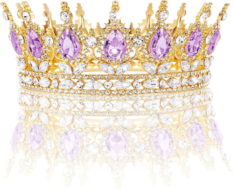 Nackiy Gold Crown for Women, Crystal Queen Tiaras Headband Wedding Bridal Hair Accessories, Birthday Party Prom Cake Topper - Image 1